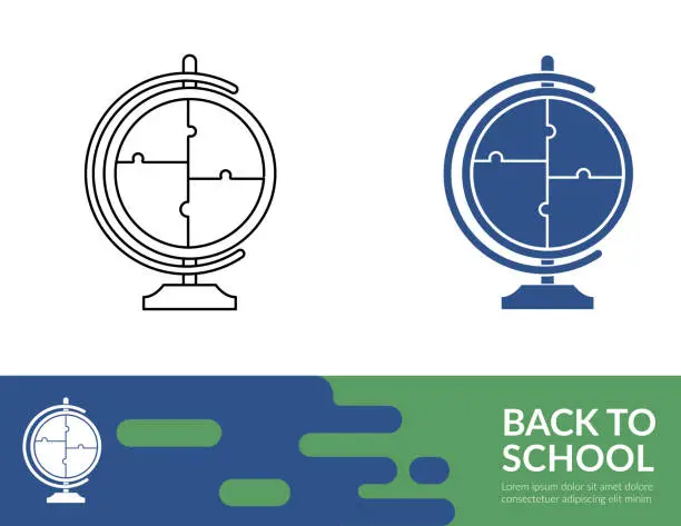 Vector illustration of Flat Design And Thin Line Illustration Icon  Back To School