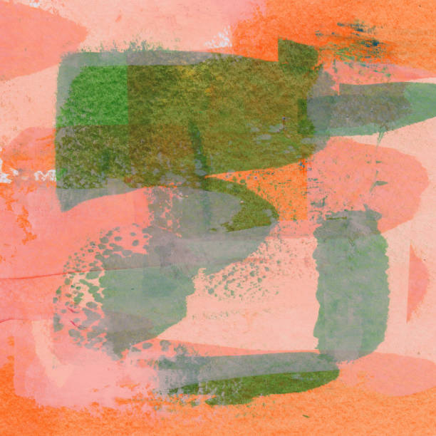 istock Bright orange and green hand painted background 1162395674