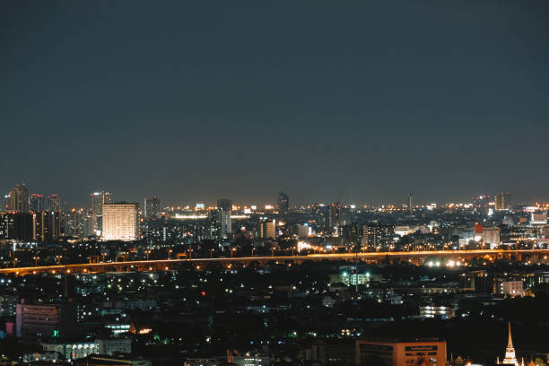 City view at night with beautiful lights with grain.Capital view during the day in Thailand with grain.Capital view during the day in Thailand with grain.