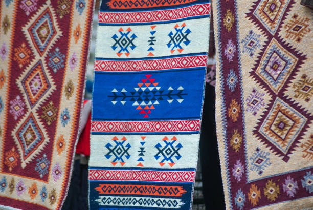 istock Traditional Georgian carpet. Carpets with geometric patterns of Georgia 1162402157