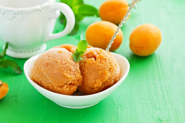 istock Apricot peach ice cream and pieces, 1162403005