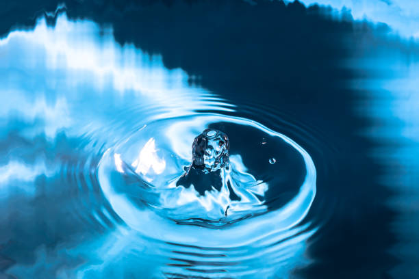 istock Water splash close-up. Drop of water. Blue water drop. Falling water 1162413056