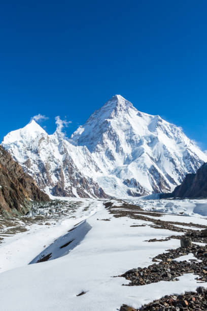 K2 mountain peak, K2 trekking, Pakistan, Asia K2 mountain peak, second highest mountain in the world, K2 trek, Pakistan, Asia k2 mountain panorama stock pictures, royalty-free photos & images