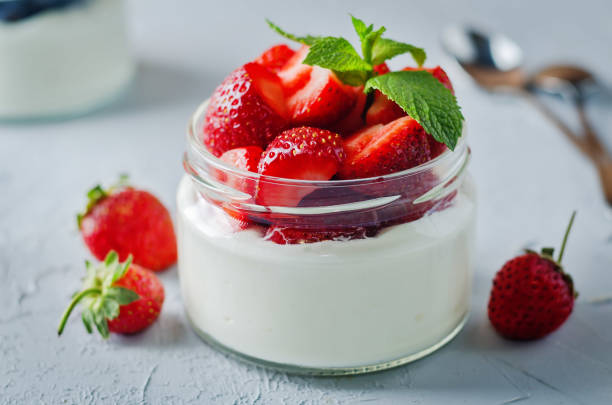 istock Greek yogurt strawberry and blueberry parfaits with fresh berries 1162417889