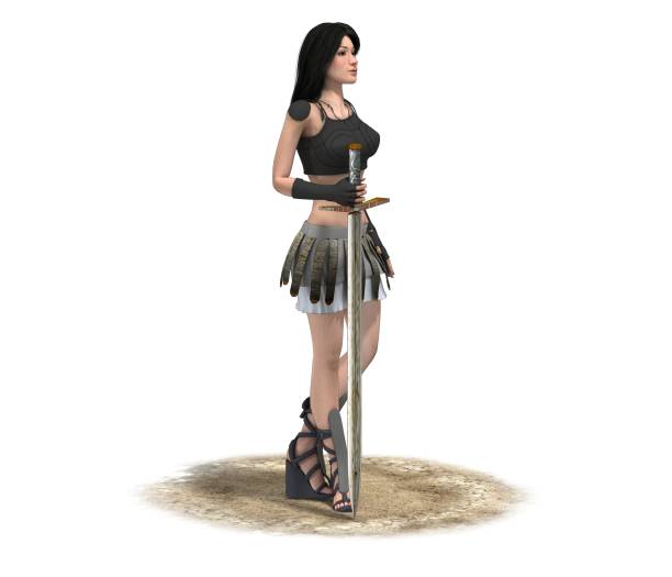 istock warrior woman character, 3D rendering, illustration 1162418336