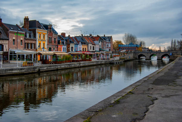 Beautiful houses in Amiens, France stock photo