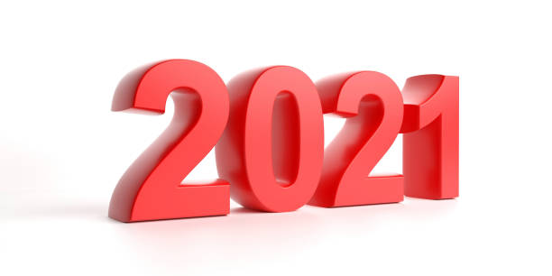 istock 2021 New year, red number isolated against white background. 3d illustration 1162421620