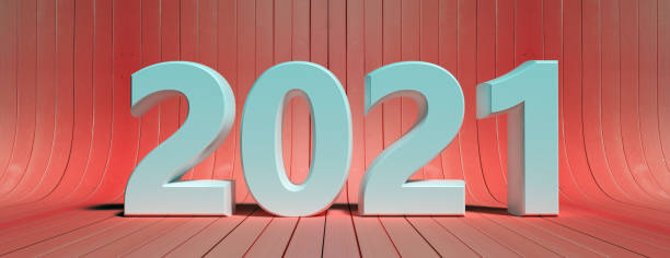 istock 2021 New year against red wood background. 3d illustration 1162421640