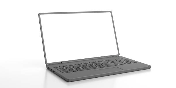 istock Laptop with blank screen isolated on white background. 3d illustration 1162421929