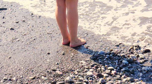 istock On the beach, standing at the waters edge 1162422752
