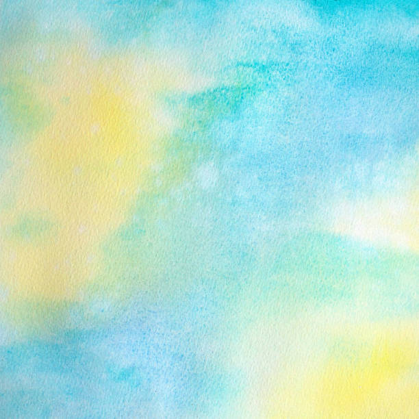 istock Blue and yellow watercolor abstract background with drops and splashes. 1162422859