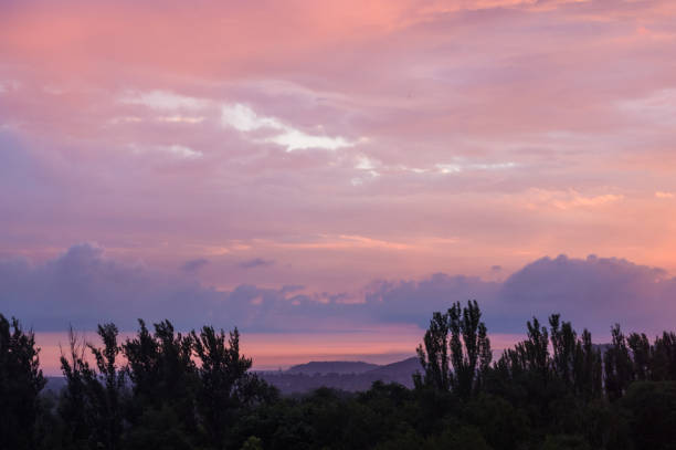 istock Landscape with dramatic light - beautiful golden sunset with saturated sky and clouds. 1162424879