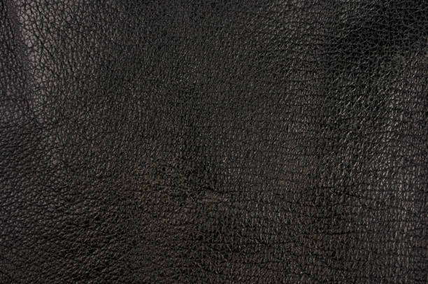 istock Old vintage genuine soft black leather texture background, top layer with pores and scratches, macro, close-up 1162426129