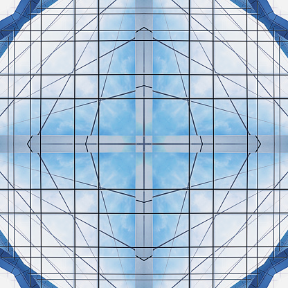 Office building symmetrical composite image.