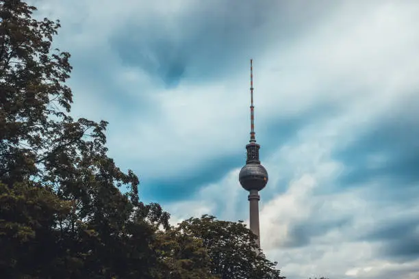 television-tower at berlin germany with tree on the side