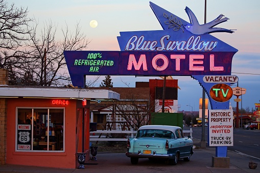 Tucumcari New Mexico - March 11 2017 Blue Swallow Motel a historic landmark on route 66.