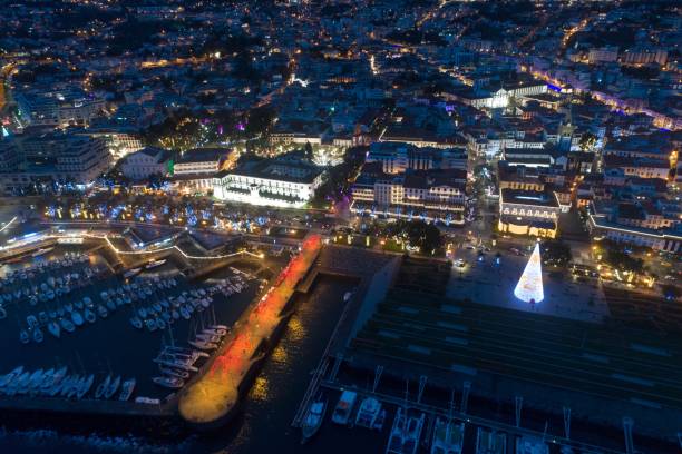 istock Christmas Lights in Funchal by Drone 1162435094