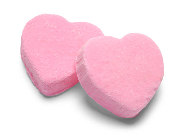 Two Pink Valentines Candy Hearts stock photo
