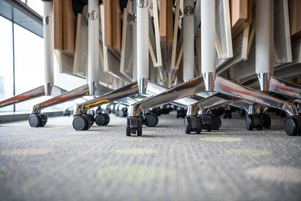 istock Portable tables, with wheels, conference/meeting facility 1162438749