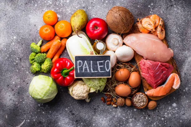 Paleo diet. Healthy high protein and low carbohydrate products