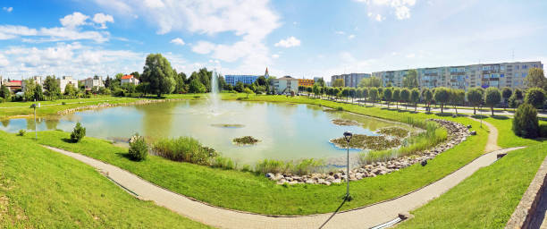 Panoramic view of the park in Lithuania, Naujoji Akmene.