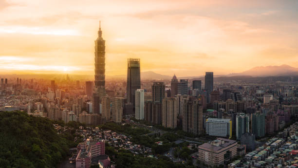 istock Taipei skyline cityscape at sunset 1162440338