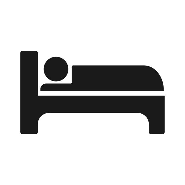 schlafende person flache vektor-symbol - bed stock-grafiken, -clipart, -cartoons und -symbole