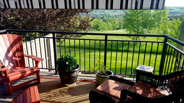 istock Comfortable Deck With Outdoor Mat And Awning 1162448541