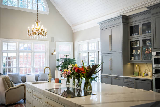 istock Open Concept Elegant and Spacious Kitchen with Marble Countertops 1162456955