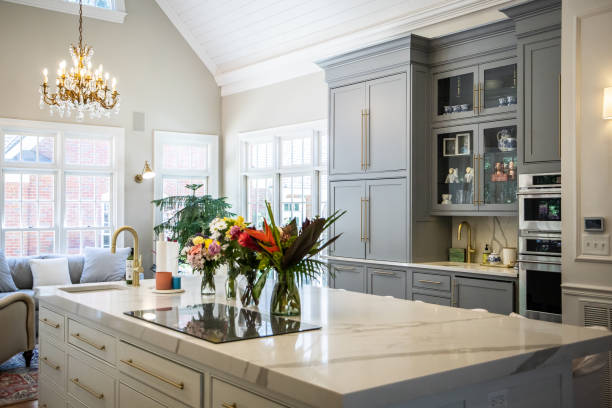istock Open Concept Elegant and Spacious Kitchen with Marble Countertops 1162457992