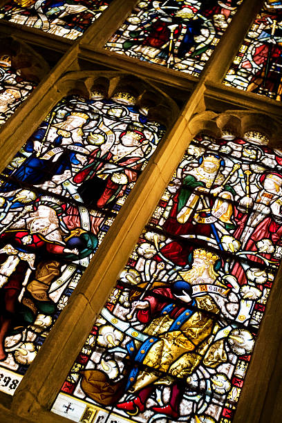 Church Windows in St. Edmundsbury Cathedral -BURY ST EDMUNDS (Suffolk) shepherd sheep lamb bible stock pictures, royalty-free photos & images
