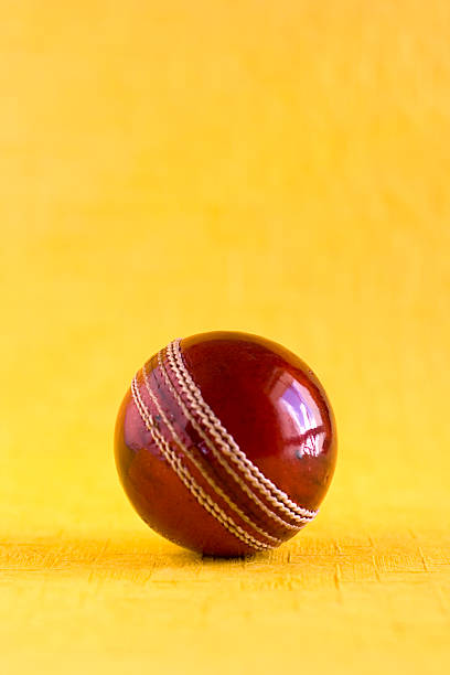 nahaufnahme des cricket ball textfreiraum world cup vertikal - craft india indian culture asian ethnicity stock-fotos und bilder