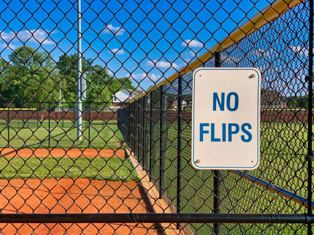 istock no flips sign at a little league or slow pitch softball field - horizontal 1162466521