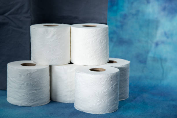 istock rolls of toilet paper on a dramatic soft blue background 1162466528