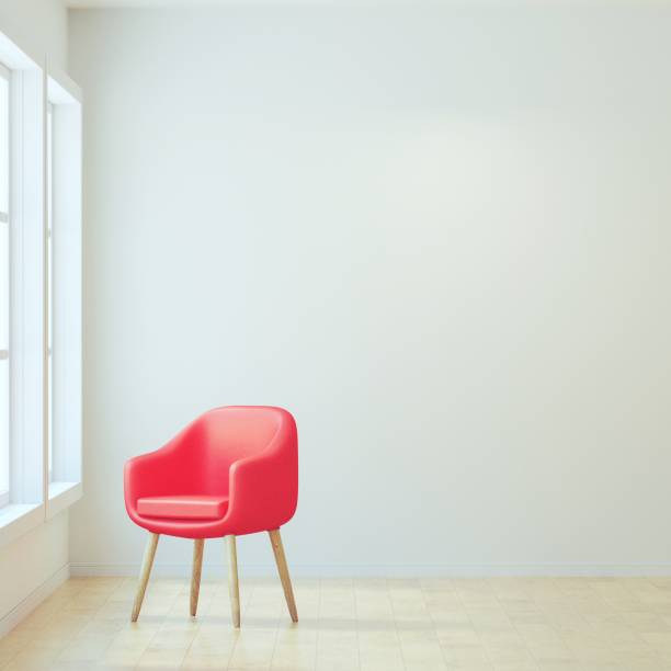 istock Red chair in vintage white room, Minimal Rustic, 3D Rendering 1162468132
