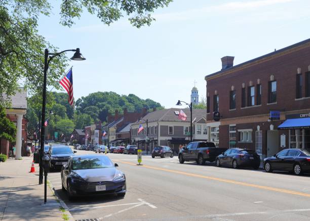 Downtown Concord MA. stock photo
