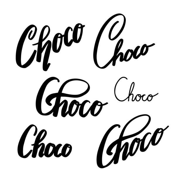 istock Choco lettering set. Brush calligraphy. Chocolate inscription. The object is separate from the background. Vector ink element 1162471181