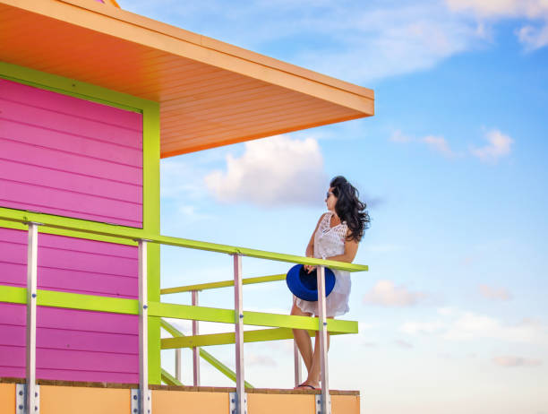 istock Woman at a lifeguard hut in Miami Beach 1162471978