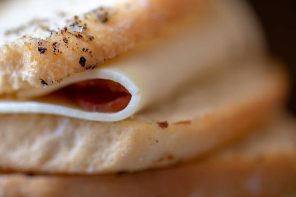 istock homemade healthy breakfast: Emmental cheese bacon sandwich 1162473642
