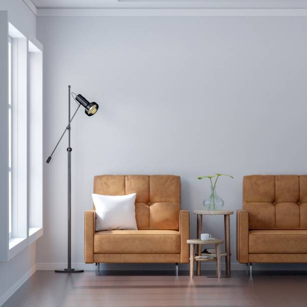 istock Living room with Leather sofa have pillows, Minimal Rustic, 3D Rendering 1162474598