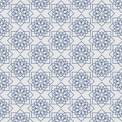 Thai lotus star vintage seamless pattern