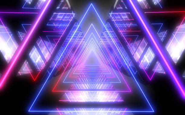 istock 3D  abstract tunnel with neon lights. 1162475418