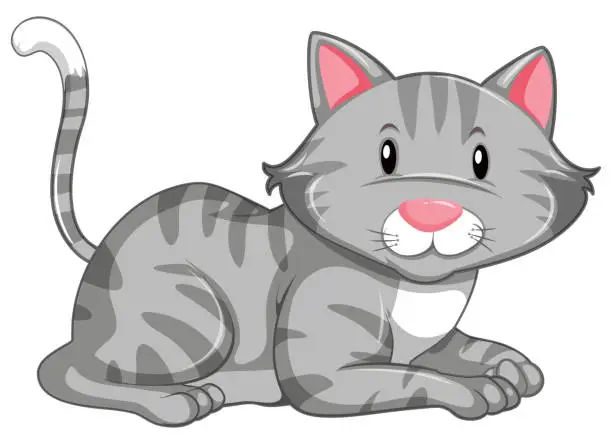 Vector illustration of Cute kitten on white background