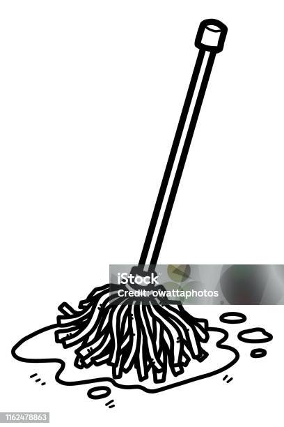 Mop Stock Illustration - Download Image Now - Black And White, Mop, Clip  Art - iStock