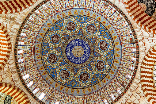Mosaic details of the ceiling of Selimiye Mosque, Edirne / Turkey