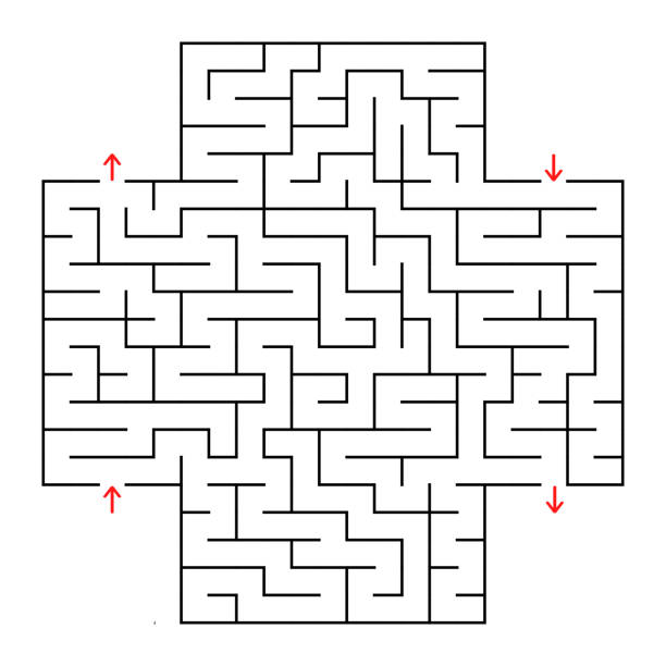 istock Abstract square isolated maze. Black color. An interesting and useful game for children and adults. Simple flat vector illustration. With a place for your image 1162485578