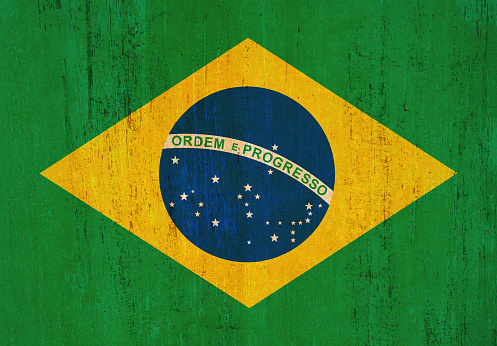 Brazil national flag background in grunge vintage style