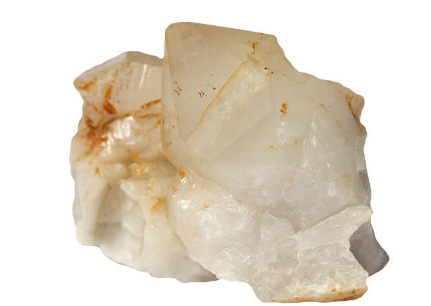 istock Natural Calcite  crystal with  more white and red  tones on a white background 1162486401