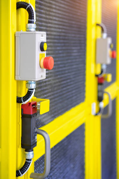 Emergency stop button It is a warning symbol for workers to reduce losses or accidents.