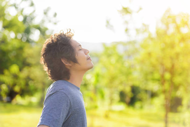 istock Happy Asian man breathing deeply 1162486537